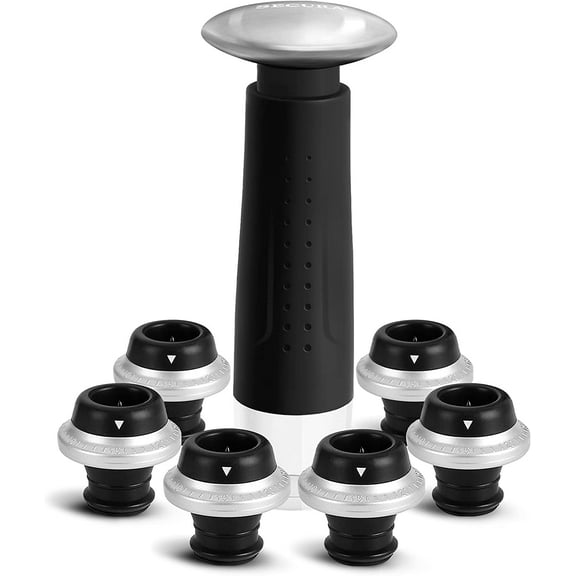 Secura Wine Bottle Stoppers and Vacuum Wine Saver Preserver Pump Set with 6 Wine Stoppers for Wine Bottles to Save Wine for Longer