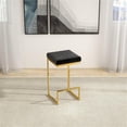 thumbnail image 4 of Filomena Modern Black Velvet Upholstered Tufted Kitchen Gold Metal Bar Stool, 4 of 7