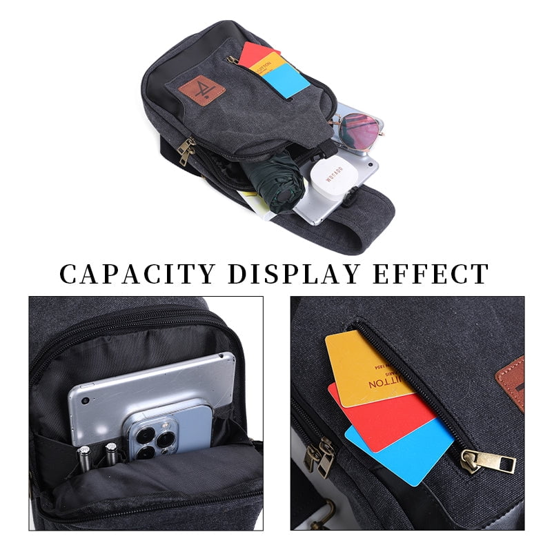Men Sling Bag Waxed Canvas Crossbody Bag with one strap Travel Hiking Chest Bag daypack