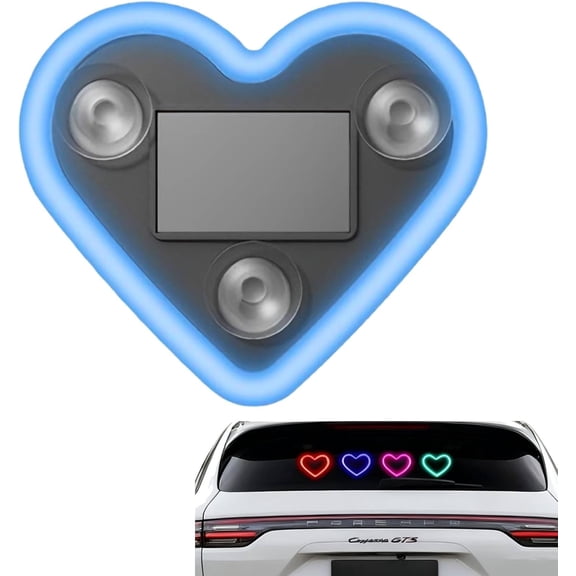 Heart Shaped Car Light,Wireless Car Ambient Lighting with Vibration Sensor,Solar Powered & USB-C Rechargeable Red LED Lights for Window,5 Modes Auto Decor Gift