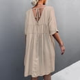 thumbnail image 4 of Robe à Manches Courtes Col V, Femmes V Cou Court Femmes Robe à Manches Courtes Robe Multi-Fonctionnelle, 4 of 5