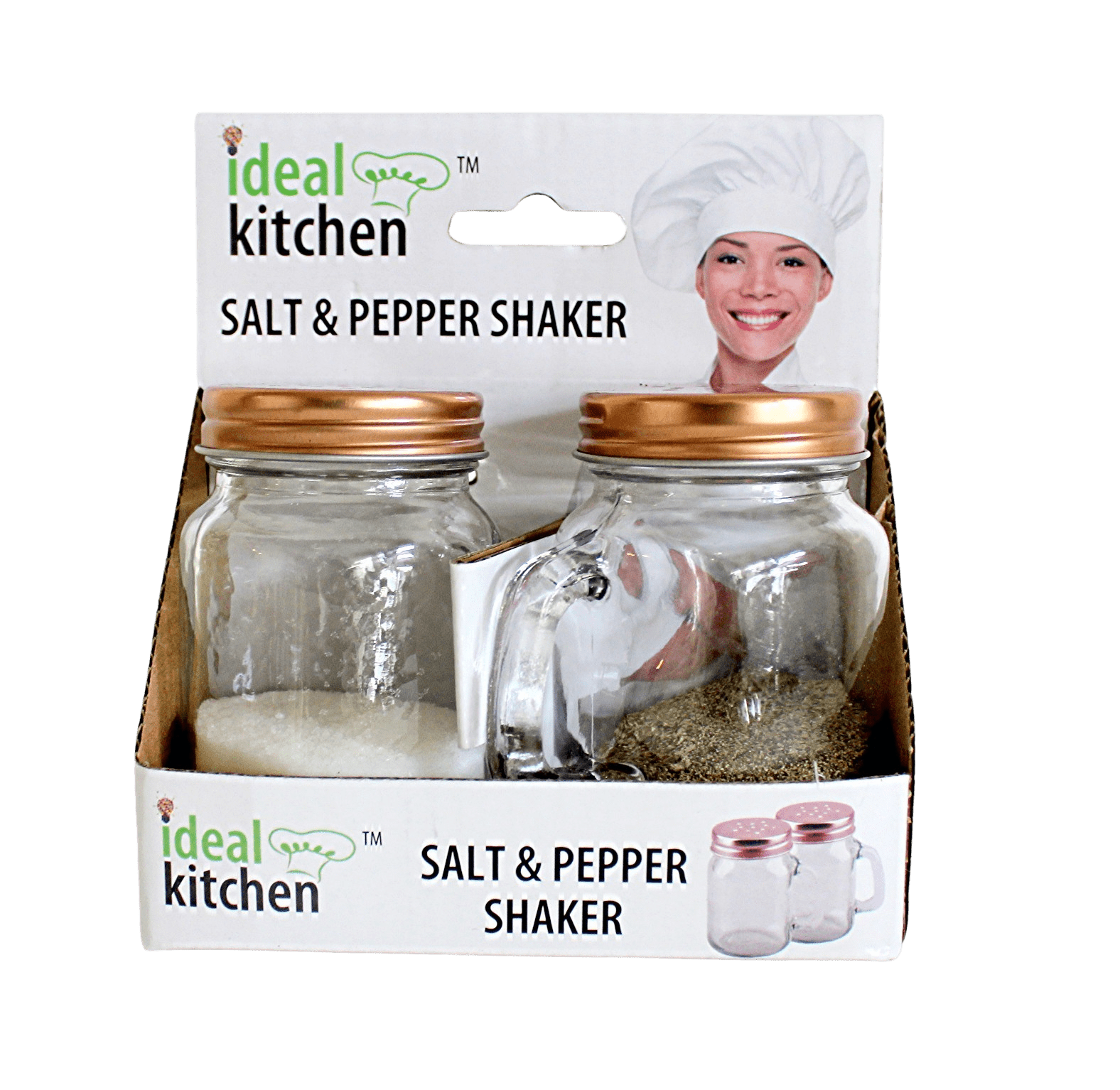 Salt and Pepper Shaker Set - Mason Jars with Handle Personalized Spices,  Shots