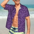thumbnail image 7 of Zufioo Purple Glitter Hawaiian Shirt for Men,Beach Shirts Tropical Vacation Shirts,Sleeve Casual Button Down Shirt with Pocket for Travel,Beach,Party,daily,Small, 7 of 7