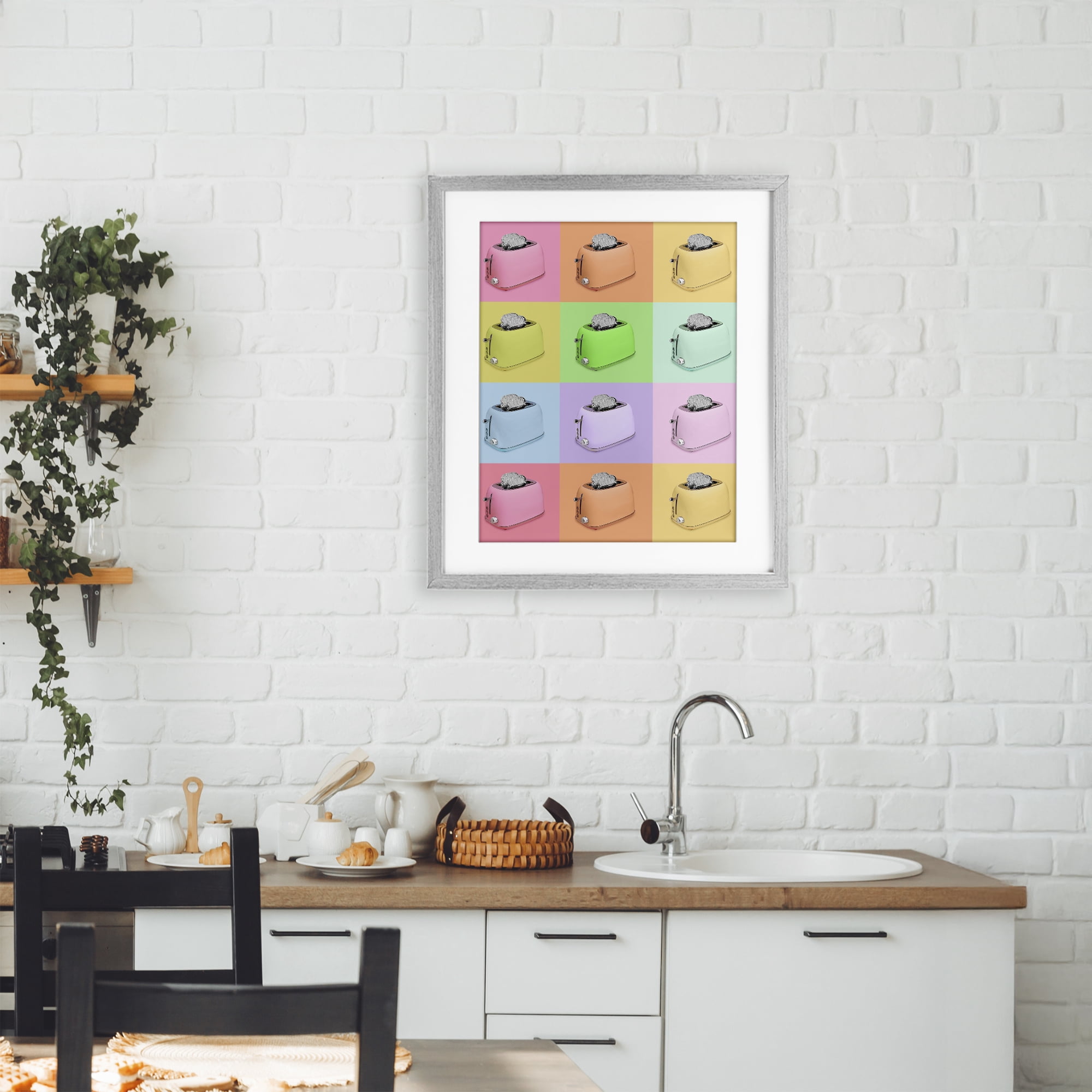 Stupell Industries Disco Toaster Oven Collage Gray Framed Print Under Glass, design by LISH Creative