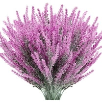 Morttic 8 Bundles Artificial Lavender Fake Flowers, Outdoor UV Resistant Faux Plants Plastic Greenery for Wedding Bouquets, Farmhouse Outside Patio Home Decor (Fuchsia)