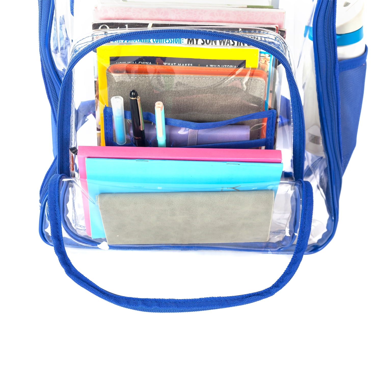 K-Cliffs Unisex Clear Transparent PVC 17" School Backpack in Royal, Teen-Adult