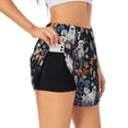thumbnail image 3 of Lsque Cute ghost in the flowers Printed Women's Running Shorts with Liner Pockets,Elastic Quick Dry Workout Athletic Gym Yoga Shorts,Womens High Waist Shorts-Medium, 3 of 9