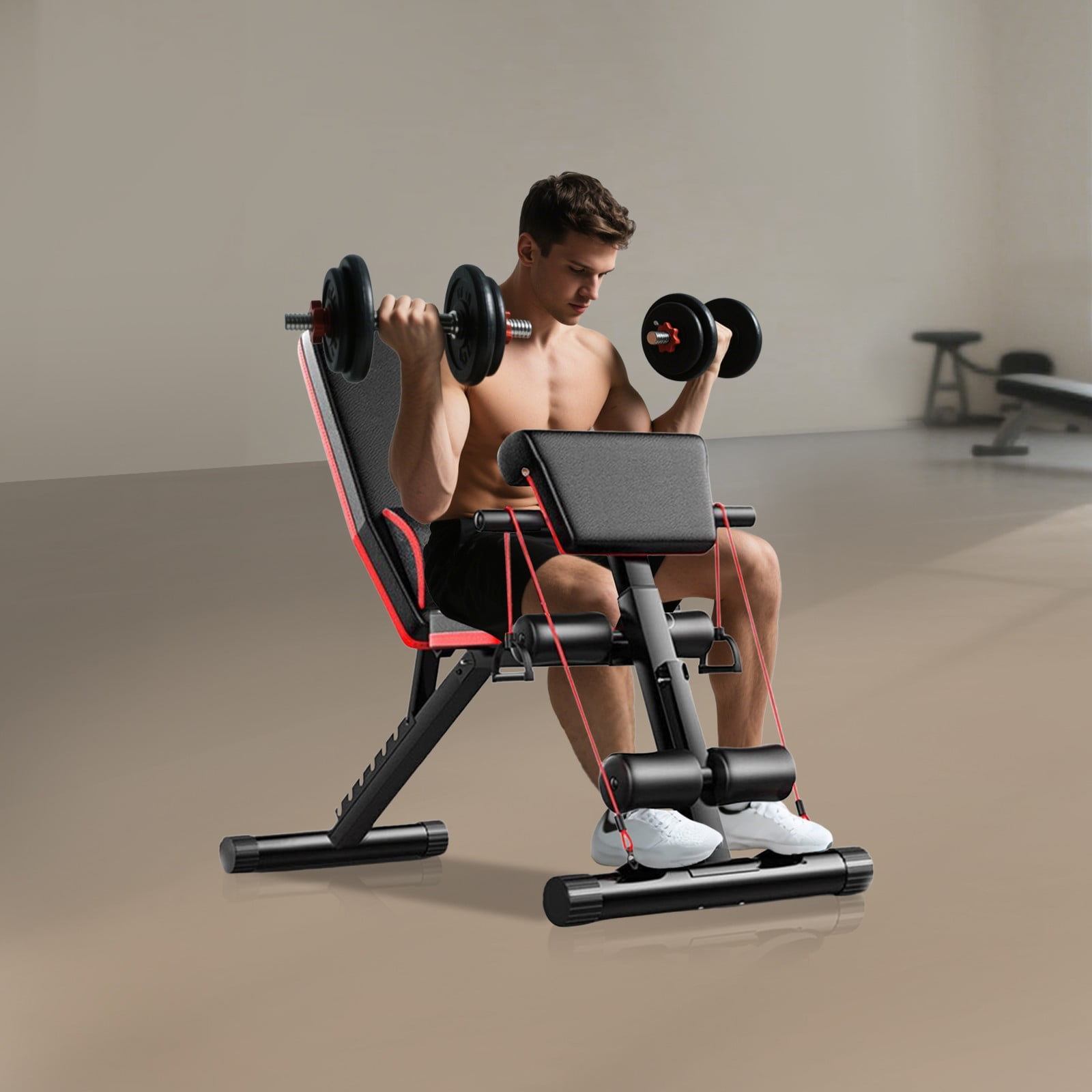 Modern Free Standing Black Adjustable Weight Bench for Full Body Workout, Incline and Decline Weight Bench