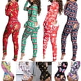 thumbnail image 2 of Pijama Sexy de Navidad para mujer, mono de Año Nuevo con botones en la parte delantera, trasera, trasero abierto, mono con solapa, ropa de descanso con estampado de Navidad, 2 of 4