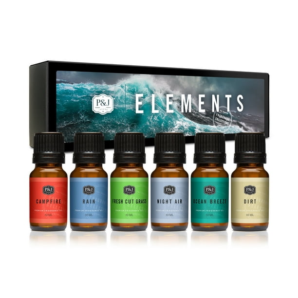 P&J Fragrance Oil Elements Set of 6 Scented Oil for Soap Making, Diffusers, Candle Making