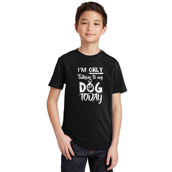 P&B Im Only Talking To My Dog Today Youth T-shirt, Black, L