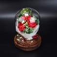 thumbnail image 4 of La luz LED de flores artificiales ilumina la rosa en la cúpula de cristal para la Navidad del Día de la Madre Rojo Zulema Rosa simulada, 4 of 8