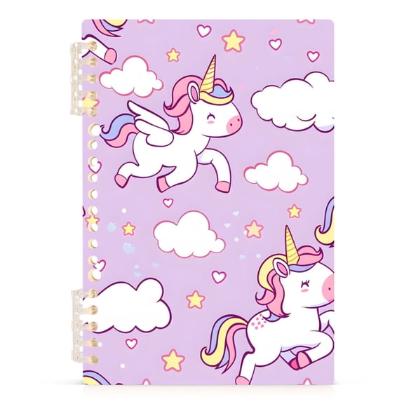 Cartoon Cute Unicorn Spiral Journal Notebook College Ruled Notebook 8.3" x 5.7" A5 Lined Thick Paper Page