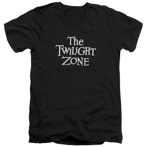 Twilight Zone Logo Adult V-Neck T-Shirt Black