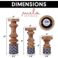 thumbnail image 6 of Mela Artisans Candle Holders for Pillar Candles Set of 3, Mango Wood Candle Holder Set with Enamel Print, 6"x9"x12", 6 of 8