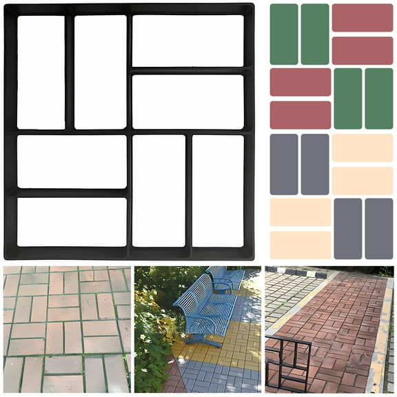 Garden Pavement Mold Walk Path Maker Mould Paving Molds Reusable Stamped Concrete Cement Stepping Stone Lawn Patio Yard Diy Walkway Pavement For Lawn & Garden