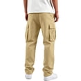 thumbnail image 6 of TOMVIGX Cargo Pants for Men Drawstring Casual Baggy Beige Pants Elastic Waist Sweatpants Athletic Straight Leg Sweatpants Hiking Work Pants, 6 of 8