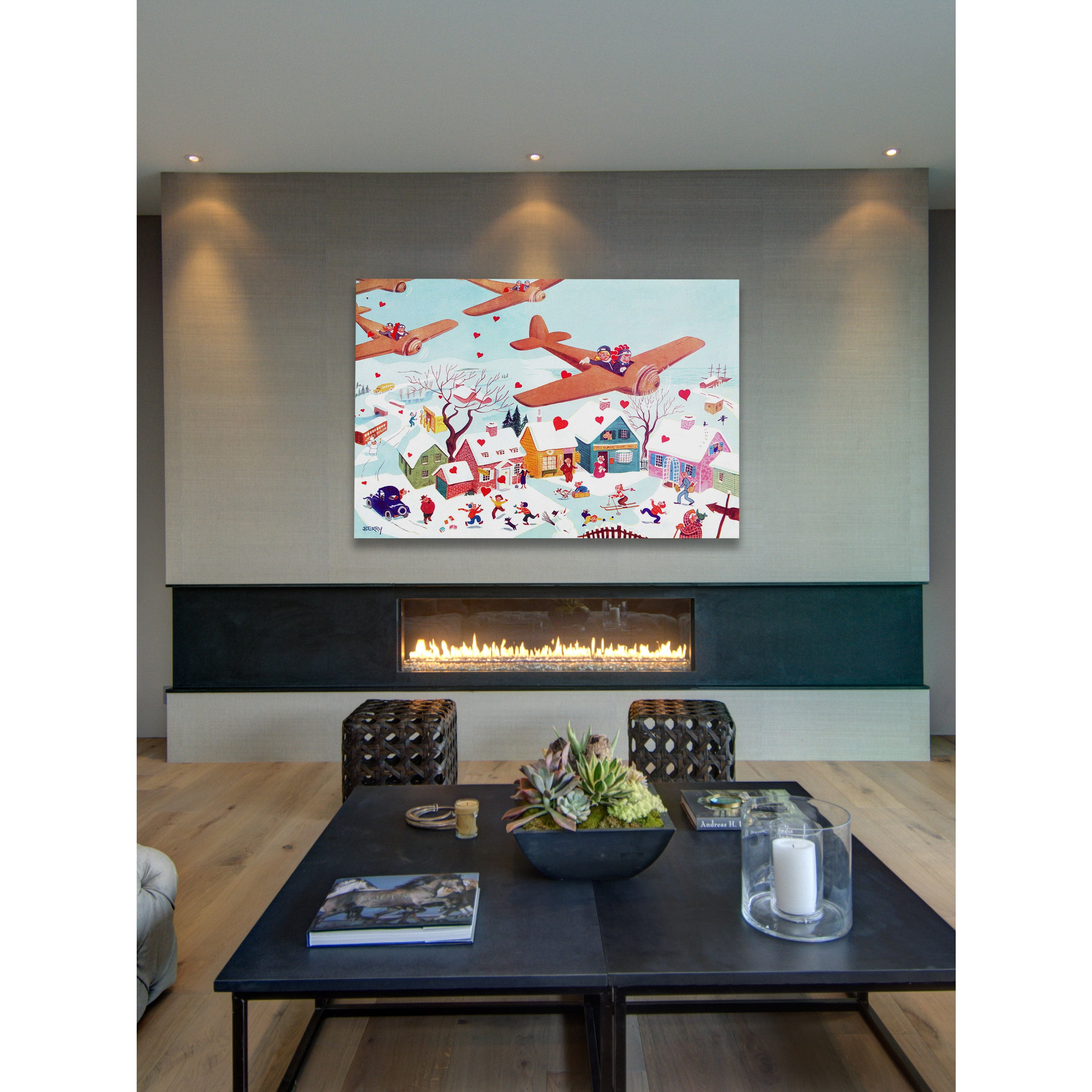 Marmont Hill "Planes and Hearts" by Curtis Painting Print on Canvas