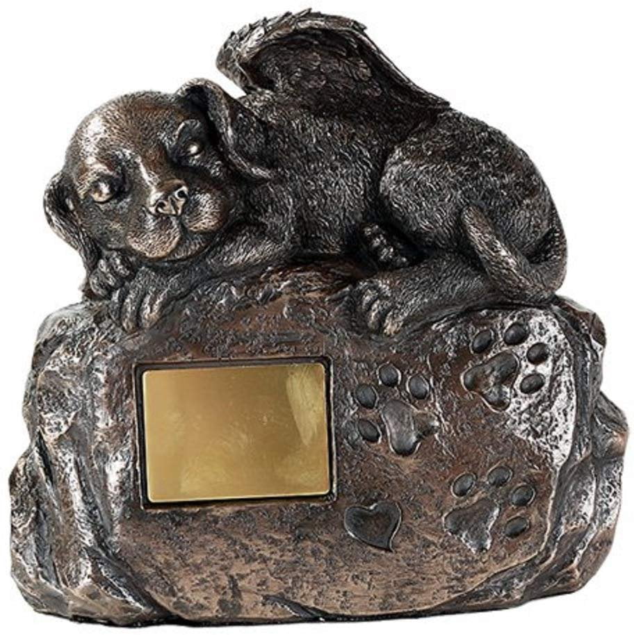 Pet Memorial Angel Dog Cremation Urn Bronze Finish Bottom Load 45 Cubic