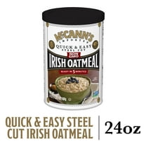 McCann's Imported Original Quick & Easy Steel Cut Irish Oatmeal,  Non-GMO Project Verified Oatmeal, Kosher, 24 OZ Cup