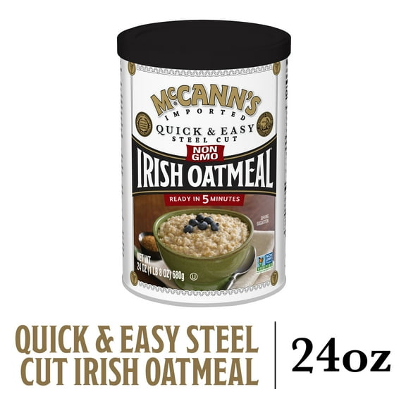 McCann's Imported Original Quick & Easy Steel Cut Irish Oatmeal,  Non-GMO Project Verified Oatmeal, Kosher, 24 OZ Cup