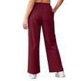 thumbnail image 4 of Womens Barrel Sweatpants Wide Leg Straight Plus Size Drawstring High Waist Loose Workout Athletic Joggers Pants Wine, 4 of 6