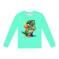 thumbnail image 4 of Rovga Tenue de Photographie 8 Ans Garçon Col Rond Manches Longues Pyjamas Ser Haut Imprimé Dinosaure Pantalon Long Vêtements de Nuit Vêtements de Maison Rétro Combinaison Vert Menthe, 4 of 4
