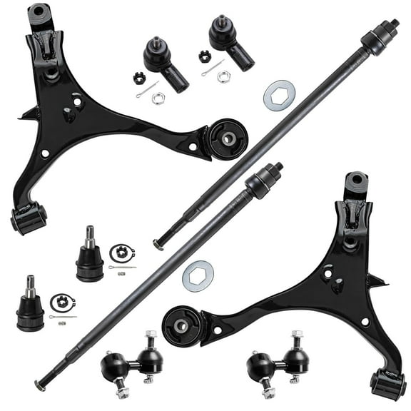 Detroit Axle - Front End 10pc Suspension Kit for Honda CR-V 2002 2003 2004 2005 2006, 2 Lower Control Arms 2 Inner & 2 Outer Tie rods 2 Sway Bar Links 2 Ball Joints Replacement Honda CRV