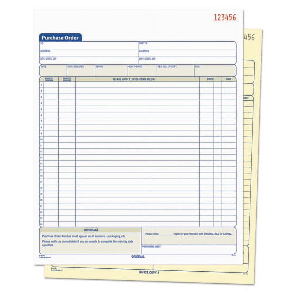 Purchase Order Book, Two-Part Carbonless, 8.38 x 10.19, 1/Page, 50 Forms | Bundle of 2 Each