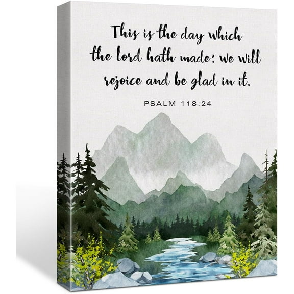 Inspirational Modern Bible Verse Wall Art Decor, Scripture Wall Decor, Psalm 118:24 This is the Day Which The Lord Hath Framed Canvas Poster Print 12 x 15 inch Decoration Painting for Home Office