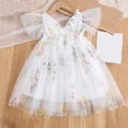 thumbnail image 2 of CPNG Girls' Sheer Tulle Butterfly Accent Dress – Floral Embroidery, Flutter Sleeve & Fairy-Tale Skirt for Flower Girl, Birthday Parties & Garden Events, 2 of 4