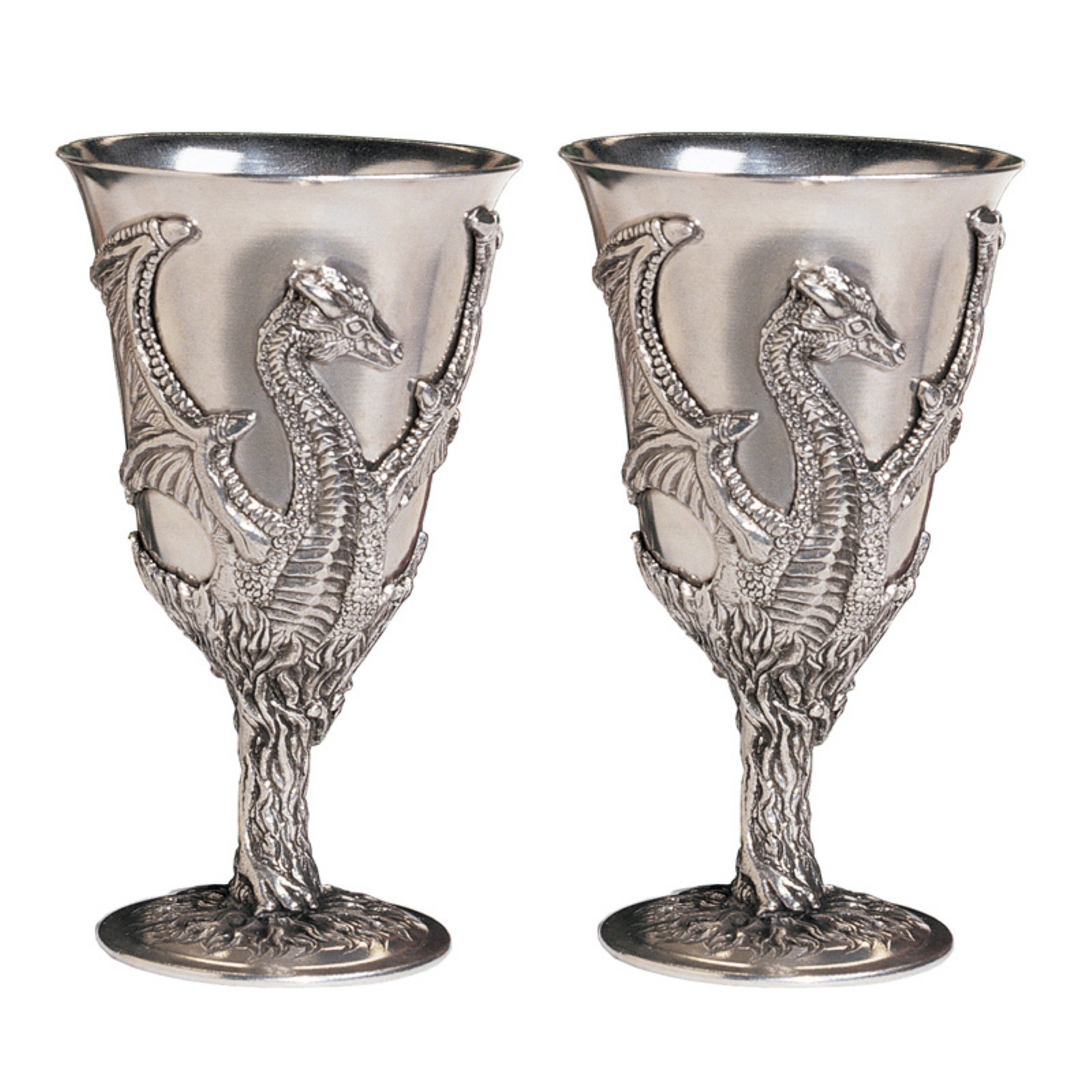 Design Toscano Dragon Pewter Goblets: Set of Two with Gift Box ...