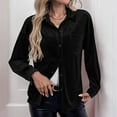 thumbnail image 6 of Mifsaly Velvet Shirt Women Button Down Long Sleeve Business Velour Shirts Lapel Fall Winter Pullover Tops Cocktail Party Elegant Blouse Black S, 6 of 9