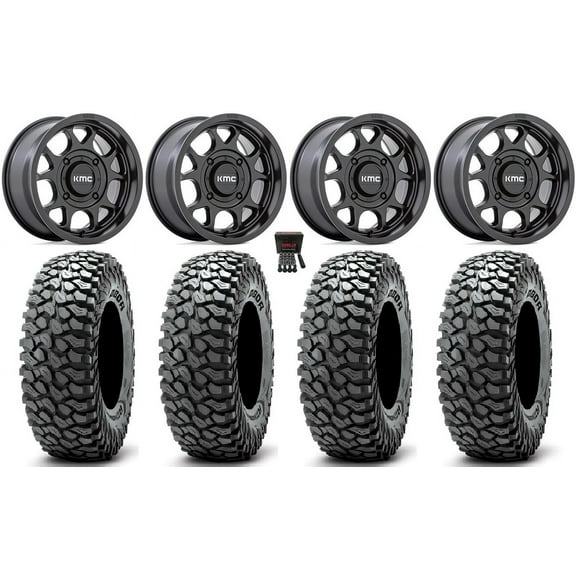KMC Toro S 15" Wheels Black 37" RocScraper Tires Kawasaki Mule Pro FXT