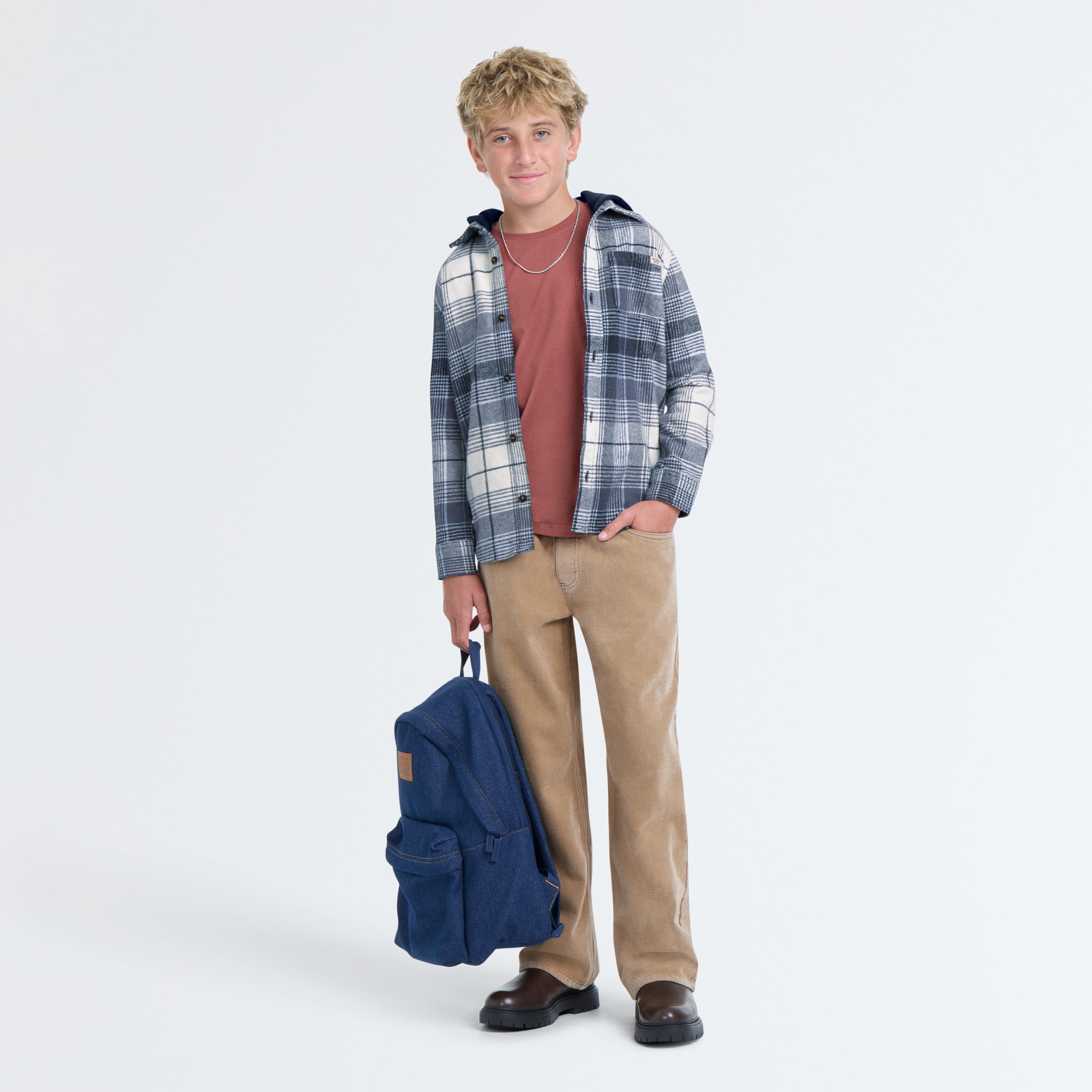 Levi Strauss Signature Boys Hooded Plaid Flannel, Sizes 4-18