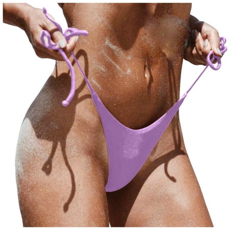 Women s Bikini Bottom High Waisted Lace Up Low Waist Brazilian Swimwear Briefs Beachwear Brazilian Side Tie Thong Bathing Bathing Suit Bottoms For Women M
