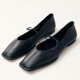 thumbnail image 4 of Zapatillas de ballet VorisVina con puntera cuadrada y cordones para mujer, color negro, 4 of 7