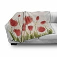 thumbnail image 3 of Floral Soft Flannel Fleece Blanket, Romantic Tulip Bloom Flower Meadow Fresh Feminine Buds Watercolor Effect, Cozy Plush for Indoor and Outdoor Use, 70" x 90", Vermilion Green Peach, by Ambesonne, 3 of 6