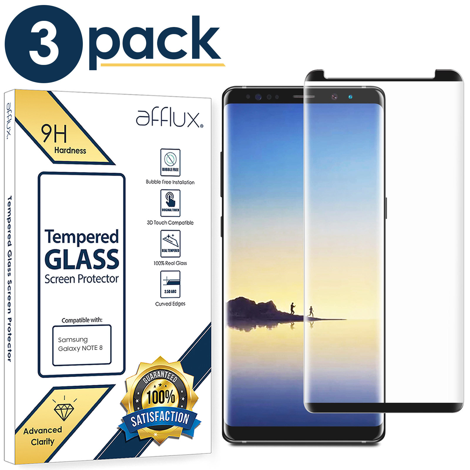 Samsung Galaxy Note 8 Screen Protector 3Pack Premium HD Clear Tempered
