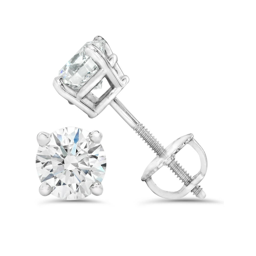 Pompeii3 - 1/4 Ct Diamond Screw Back Studs 14k White Gold Lab Grown Eco ...