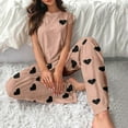 thumbnail image 2 of Riecok Loungewear Sets for Women 2 Piece Crewneck Ruffle Sleeve Tops and Elastic Waist Pants Cute Print Cozy Soft Sleepwear, 2 of 3