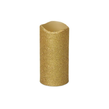 UPC 762152842685 product image for Pack of 6 Gold Glittered Flameless Wax LED Pillar Candles w/Timers 3