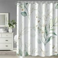 thumbnail image 3 of Sage Green Eucalyptus Shower Curtain, Spring Plant Leaves Shower Curtain Waterproof Fabric Watercolor Green and Gold Shower Curtain Set with Hooks, 72x72 Inch, 3 of 6