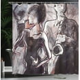 thumbnail image 4 of Ambesonne Music Shower Curtain, Jazz Musician Saxophone, 69"Wx84"L, Pink Black White, 4 of 5
