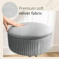 thumbnail image 6 of 360°Swivel Vanity Stool Chair for Makeup Room, Height Adjustable Stool for Vanity with Storage, Small Grey Velvet for Bathroom, Living Room, 6 of 11