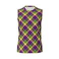 thumbnail image 6 of Picia Mardi Gras Plaid mens Cotton Tank Undershirts , Moisture-wicking Ribbed Tanks, Lightweight Cotton Tank Undershirts-Small, 6 of 8
