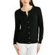 thumbnail image 1 of Suéter ligero de mujer Inspire Chic, con cuello redondo, botones, manga larga, cardigan, color negro, talla S, 1 of 6