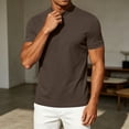 thumbnail image 5 of TKKCS Mens Mock Neck Short Sleeve T-Shirt- Stretch Summer Casual Slim Fit Lightweight Daily Wear Basic Tee Brown Size M, 5 of 7
