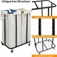 thumbnail image 5 of Double Laundry Hamper with Wheels 170L Rolling Laundry Basket Organizer Laundry Cart with Steel Frame and Removable Bags Large Dirty Clothes Hamper Dorm Room Storage for Bedroom (Beige), 5 of 5