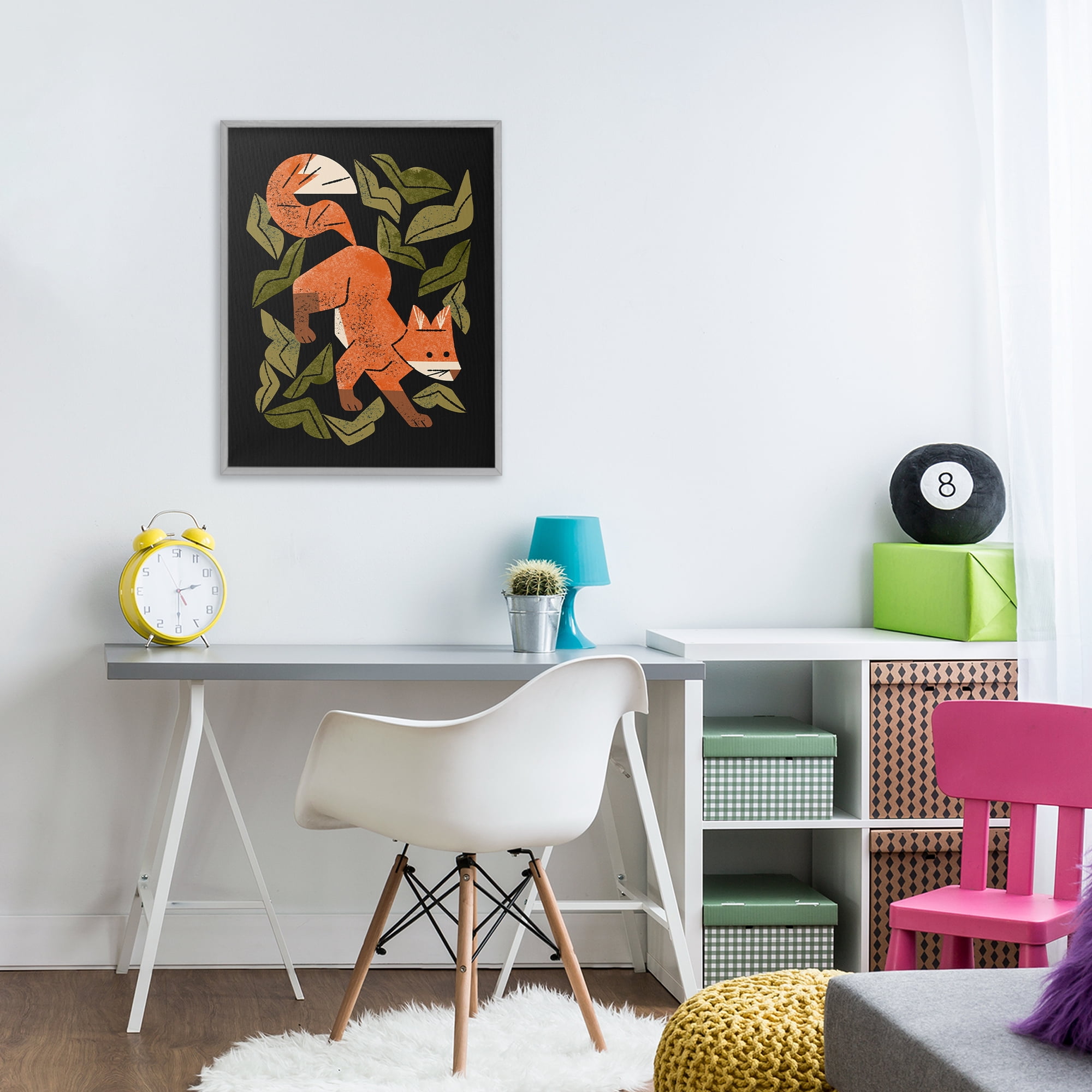Stupell Industries Fox In The Brush Gray Framed Giclee Art, design by Renea L. Thull